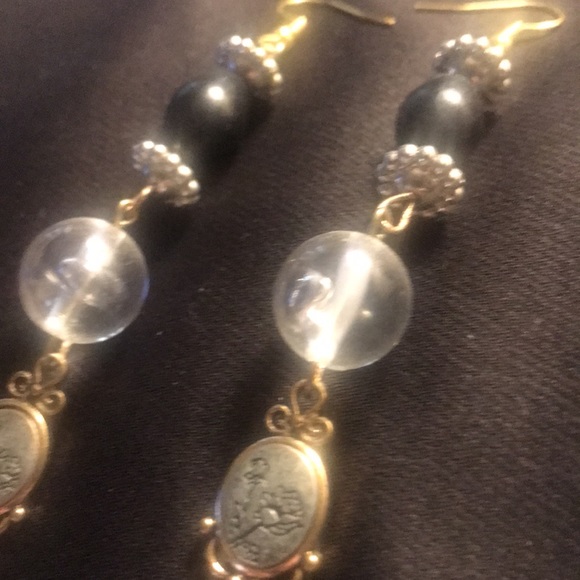 love, Savvy Handcrafted Crystal and Beaded, Rose Charm Accent Dangle Earrings - Picture 3 of 3